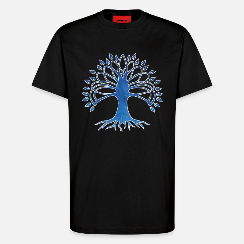 Lebensbaum und Sternenhimmel - T-Shirt - made by SPREAD - SOLID BLACK