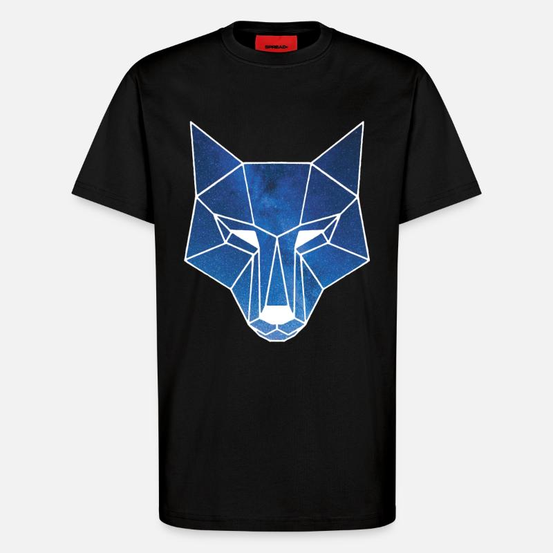 White wolf and starry sky - T-Shirt - made by SPREAD - SOLID BLACK