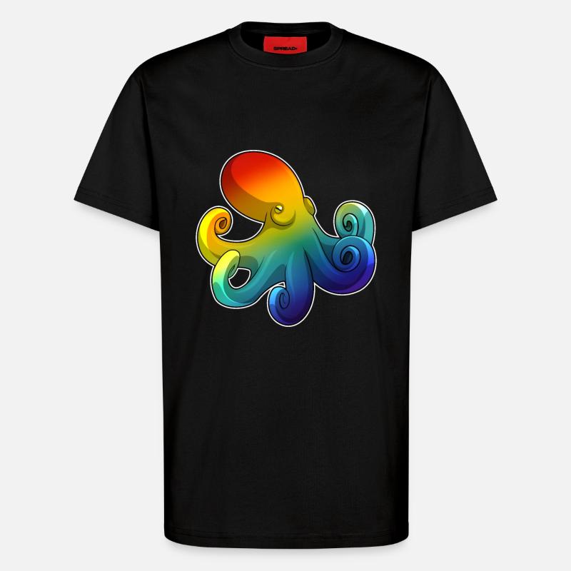Octopus Rainbow - T-Shirt - made by SPREAD - SOLID BLACK