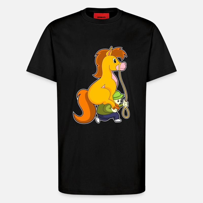Pferd mit Junge - T-Shirt - made by SPREAD - SOLID BLACK