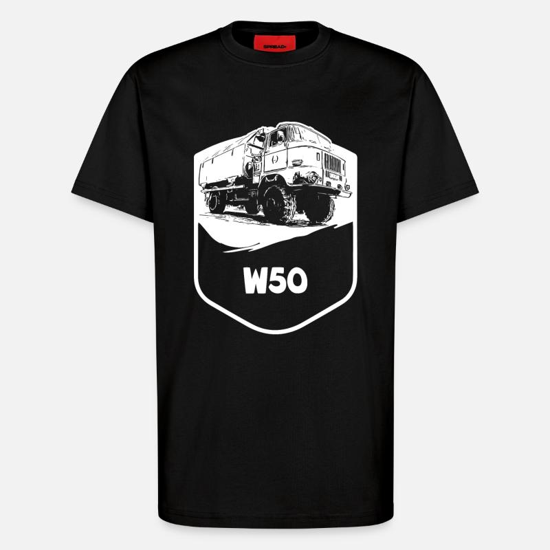 W50 | RDA | Camions | CGPI - T-shirt bio décontracté fabriqué en UE - SOLID BLACK