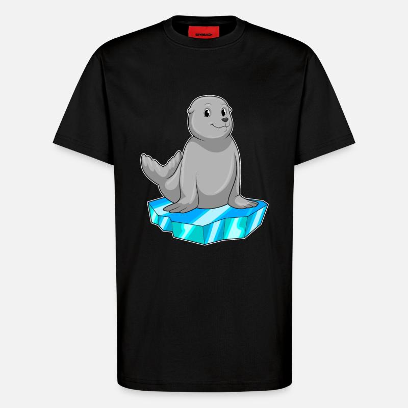 Seehund mit Eisscholle - T-Shirt - made by SPREAD - SOLID BLACK