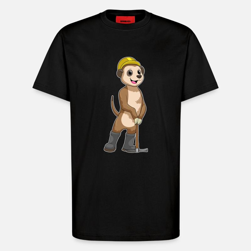 Erdmännchen als Bergarbeiter mit Spitzhacke - T-Shirt - made by SPREAD - SOLID BLACK