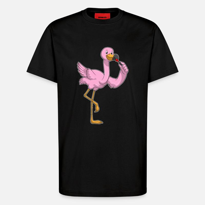 Flamingo mit Lippenstift - T-Shirt - made by SPREAD - SOLID BLACK