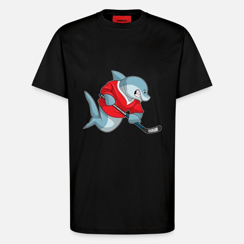 Hai Eishockey Eishockeyschläger - T-Shirt - made by SPREAD - SOLID BLACK
