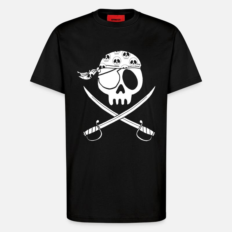 Weißer Piratenschädel - T-Shirt - made by SPREAD - SOLID BLACK