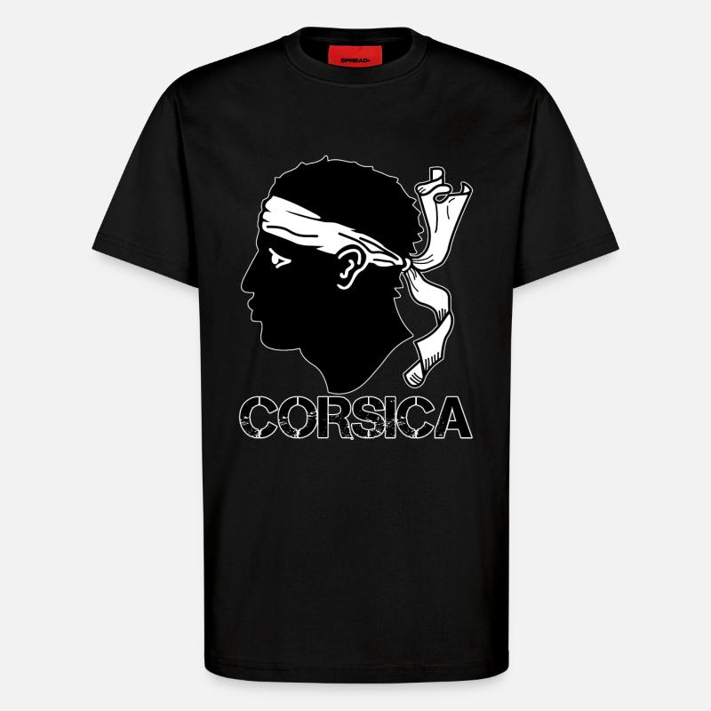 Corsica Drapeau Tête de Maure - T-shirt bio décontracté fabriqué en UE - SOLID BLACK