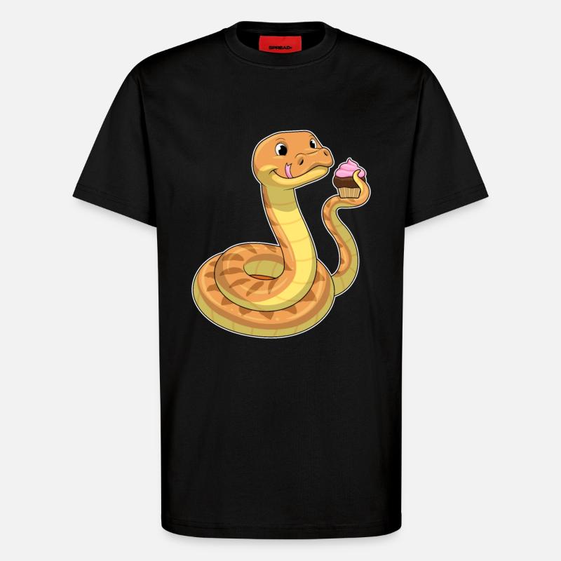 Schlange mit Muffin - T-Shirt - made by SPREAD - SOLID BLACK