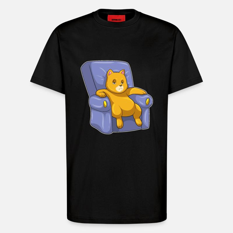 Katze mit Sofa - T-Shirt - made by SPREAD - SOLID BLACK