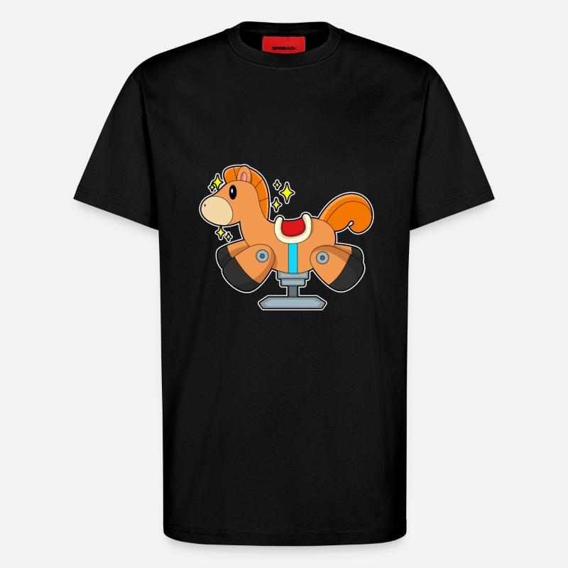 Cheval à bascule - T-shirt bio décontracté fabriqué en UE - SOLID BLACK