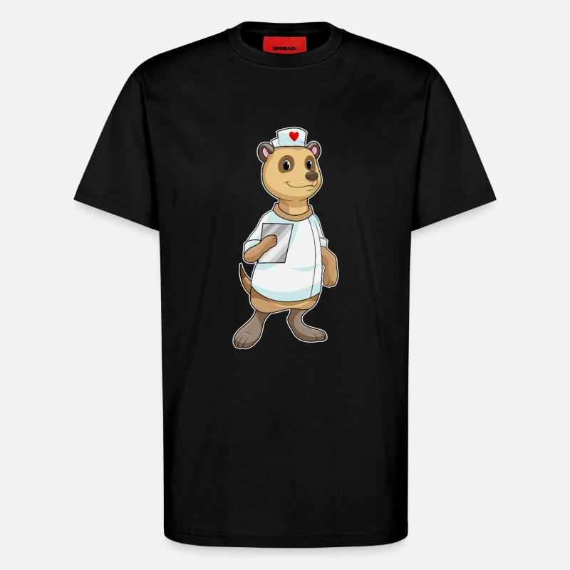 Erdmännchen als Krankenschwester mit Herz - T-Shirt - made by SPREAD - SOLID BLACK