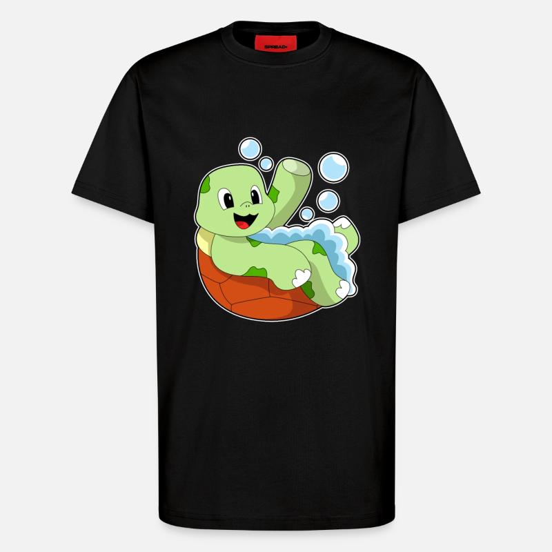 Schildkröte beim Baden mit Schaum - T-Shirt - made by SPREAD - SOLID BLACK