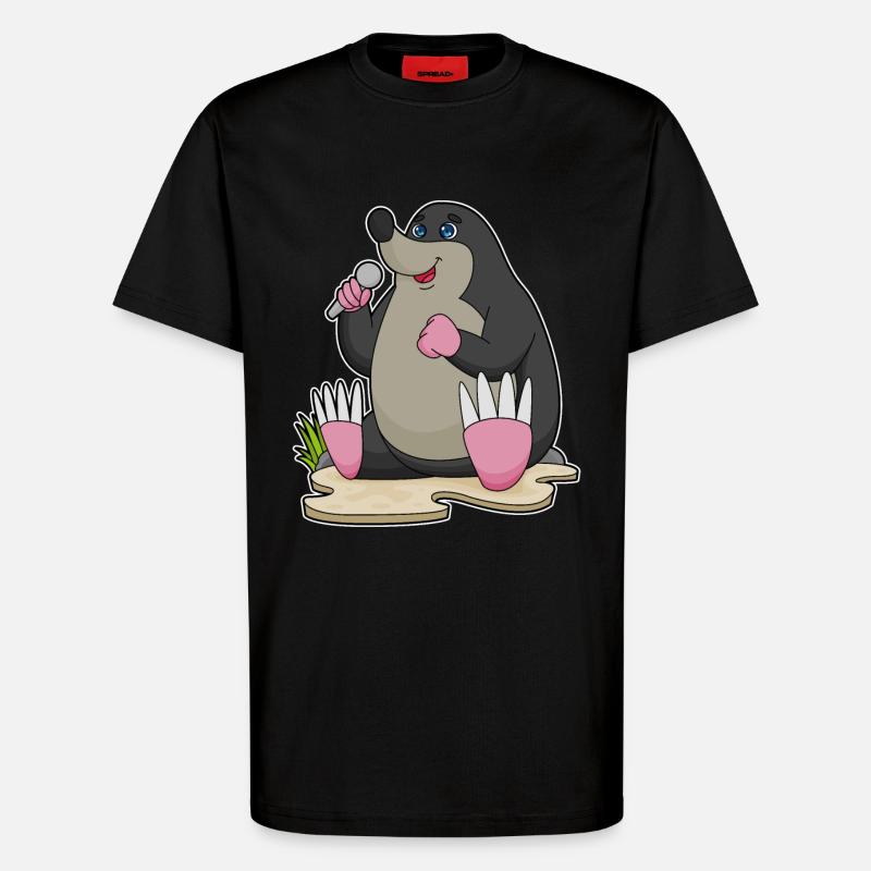 Mole Singer Microphone Singing - T-Shirt - made by SPREAD - SOLID BLACK
