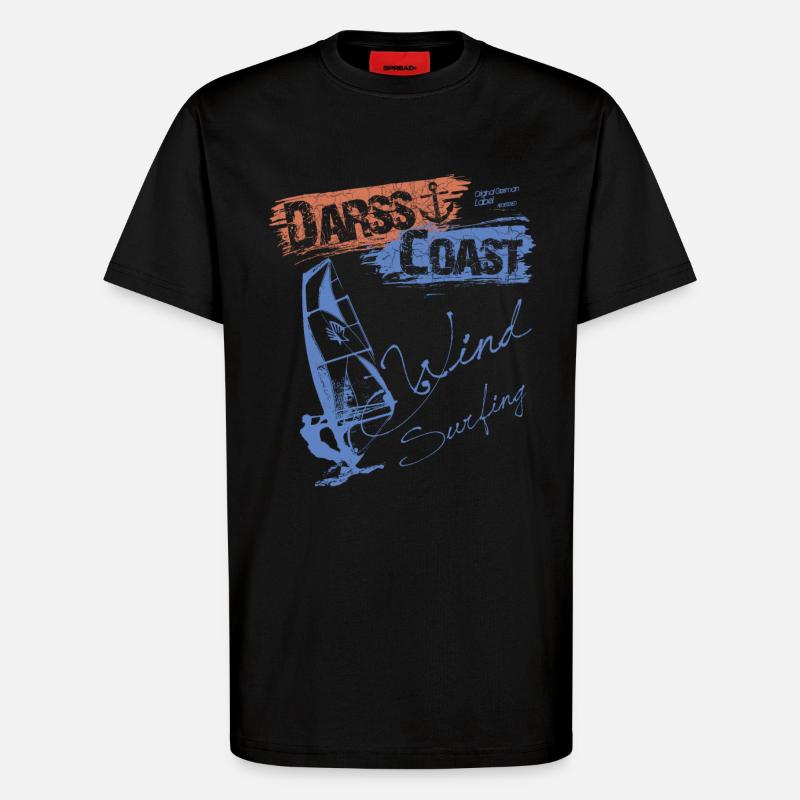 DarssCoast WINDSURFING - SURFER WINDSURFER - T-Shirt - made by SPREAD - SOLID BLACK