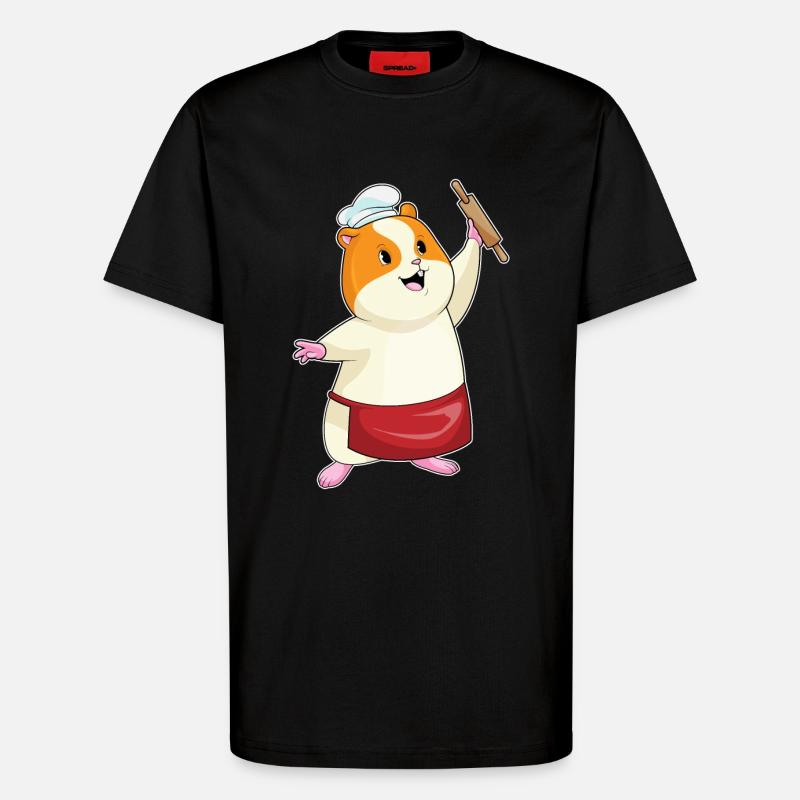 Hamster Bäcker Nudelholz Backen - T-Shirt - made by SPREAD - SOLID BLACK