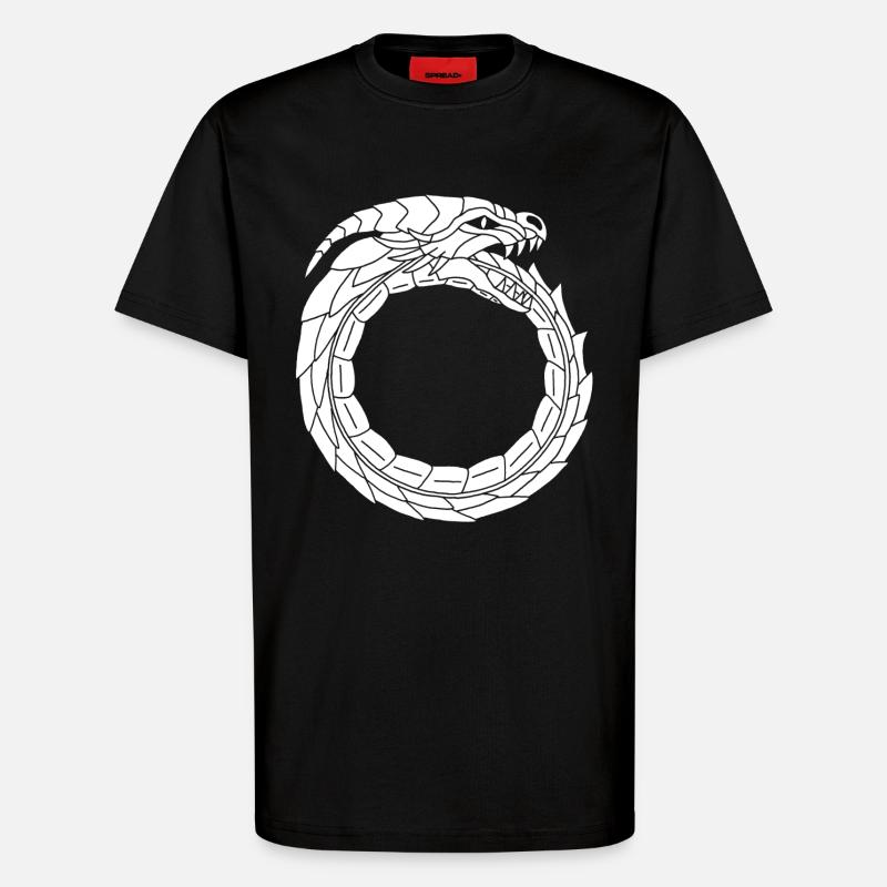 Verschlingender Weißer Drache - T-Shirt - made by SPREAD - SOLID BLACK