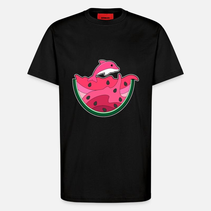 Dauphin à la pastèque - T-shirt bio décontracté fabriqué en UE - SOLID BLACK