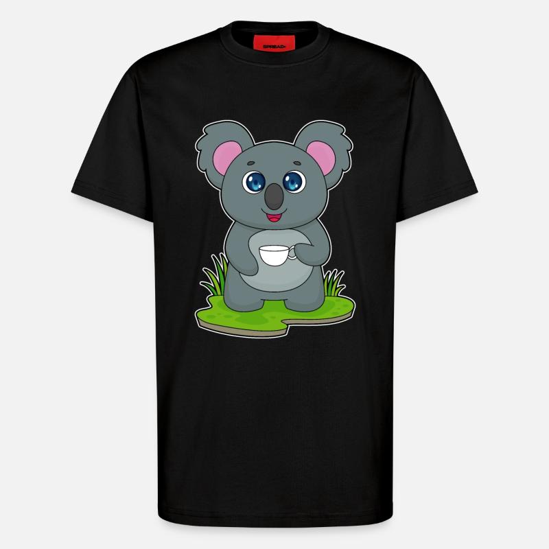 Koala mit Kaffeetasse - T-Shirt - made by SPREAD - SOLID BLACK