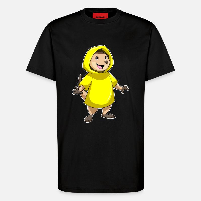 Erdmännchen mit Regenjacke - T-Shirt - made by SPREAD - SOLID BLACK