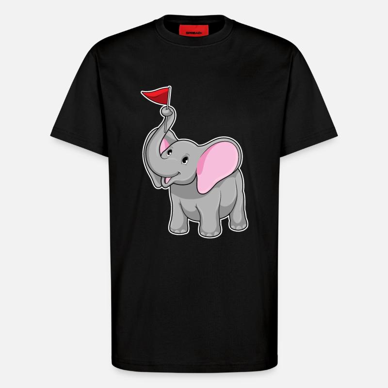 Éléphant avec drapeau - T-shirt bio décontracté fabriqué en UE - SOLID BLACK
