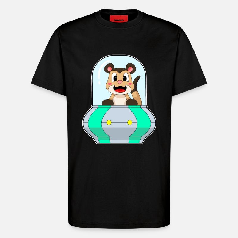 Erdmännchen mit Schiff - T-Shirt - made by SPREAD - SOLID BLACK