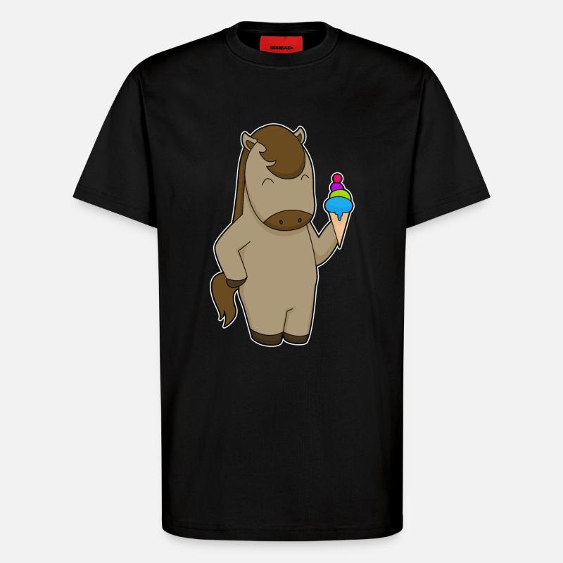 Pferd Waffeleis - T-Shirt - made by SPREAD - SOLID BLACK