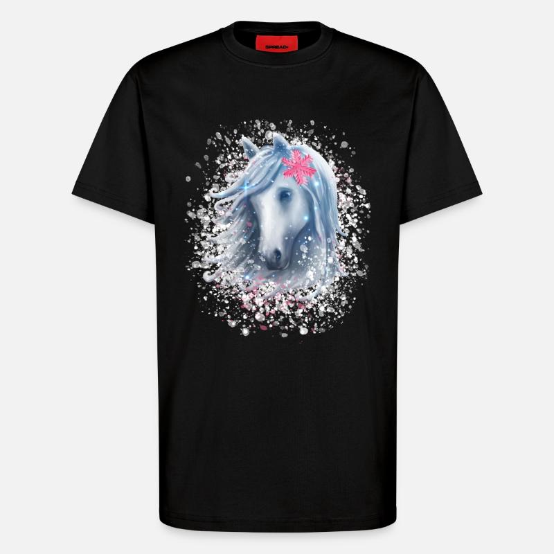 Cheval flocon de neige Noël - T-shirt bio décontracté fabriqué en UE - SOLID BLACK