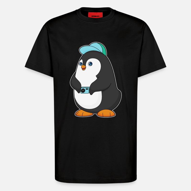 Pinguin Kamera - T-Shirt - made by SPREAD - SOLID BLACK