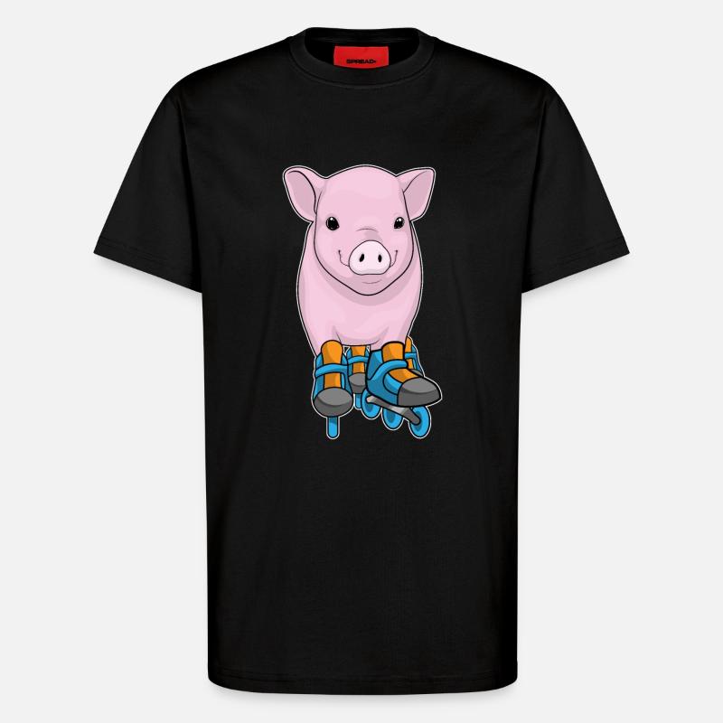 Schwein Inline skating Inline skates - T-Shirt - made by SPREAD - SOLID BLACK
