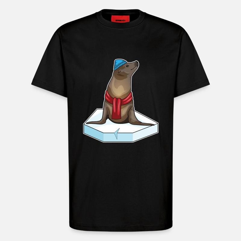 Seehund Eisscholle - T-Shirt - made by SPREAD - SOLID BLACK