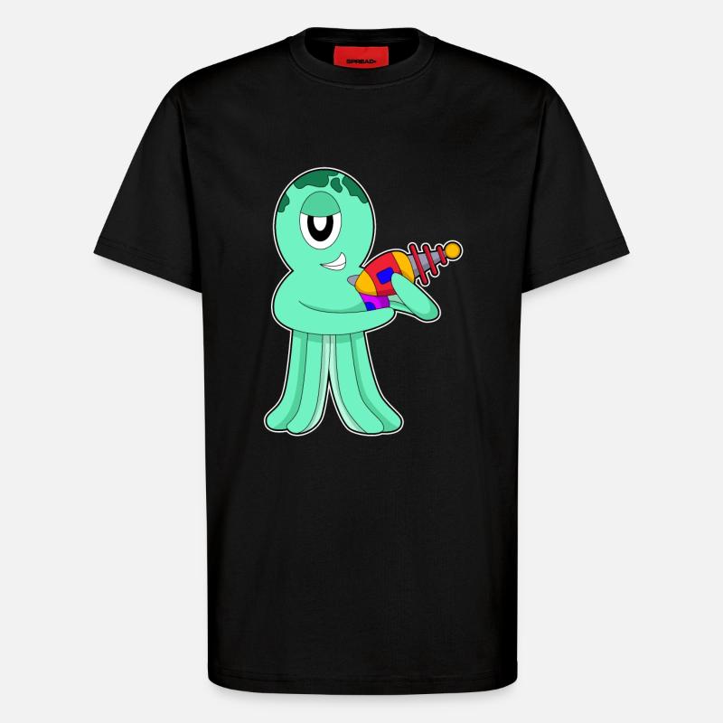 Octopus Alien - T-shirt bio décontracté fabriqué en UE - SOLID BLACK