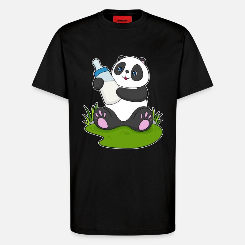 Bouteille de lait Panda - T-shirt bio décontracté fabriqué en UE - SOLID BLACK