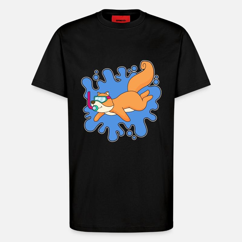 Squirrel Diver Snorkel - T-shirt bio décontracté fabriqué en UE - SOLID BLACK