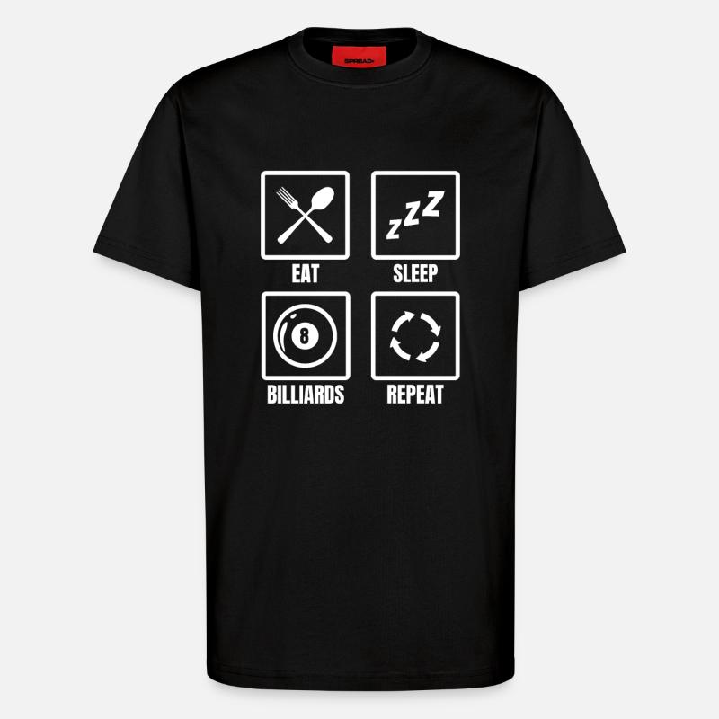 Manger Sleep Billard Répéter - T-shirt bio décontracté fabriqué en UE - SOLID BLACK