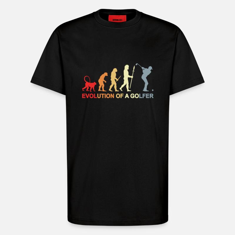 Golfer Evolution - T-Shirt - made by SPREAD - SOLID BLACK