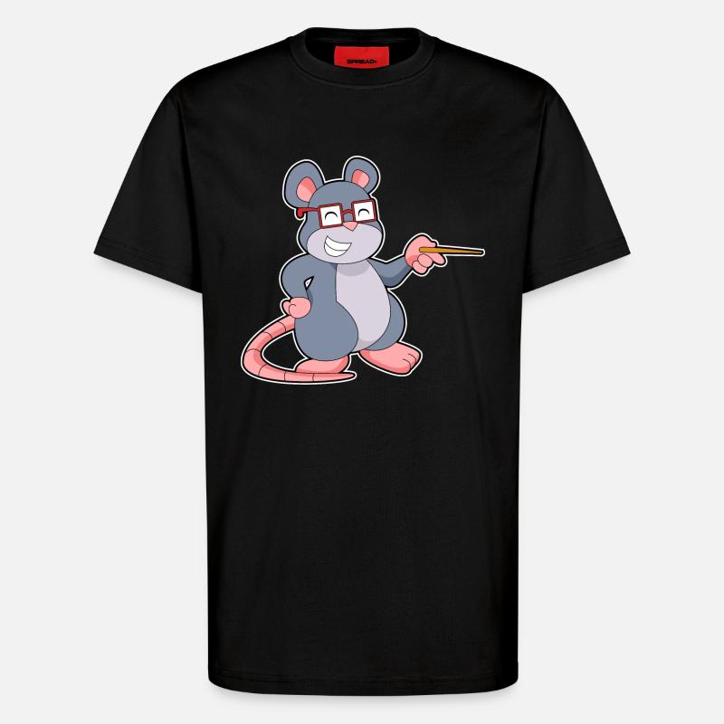 Mouse Teacher Pointer School - T-Shirt - made by SPREAD - SOLID BLACK