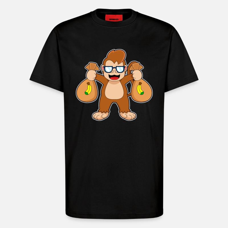 Affe Bandit Geldsack - T-Shirt - made by SPREAD - SOLID BLACK