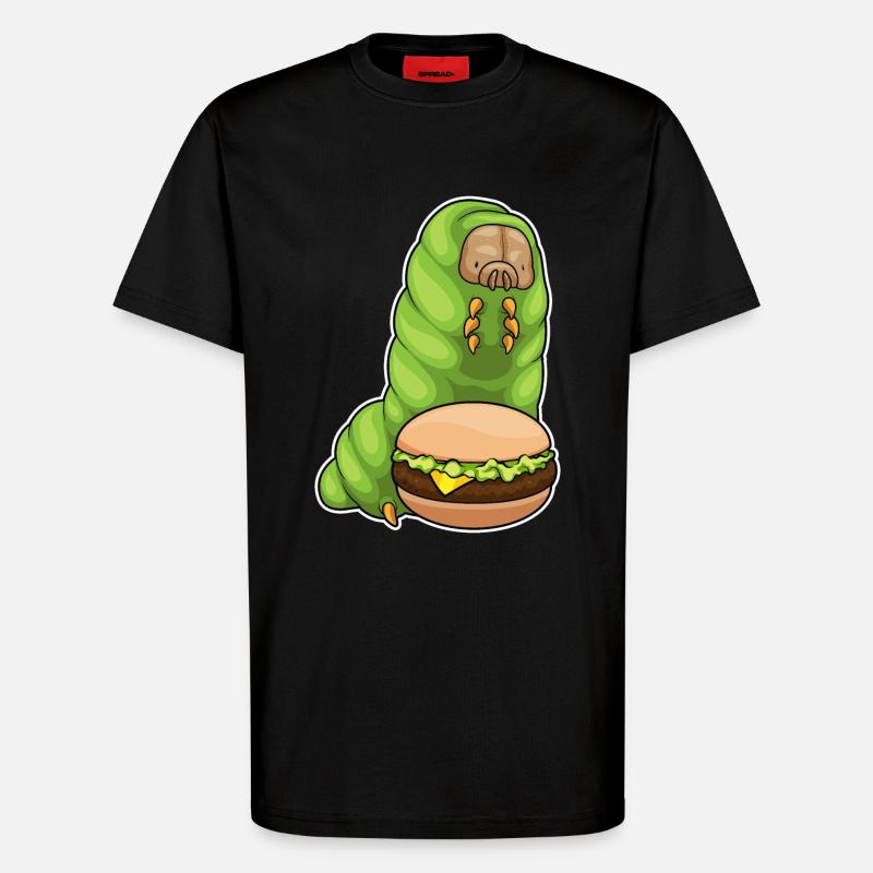 Raupe Cheeseburger - T-Shirt - made by SPREAD - SOLID BLACK