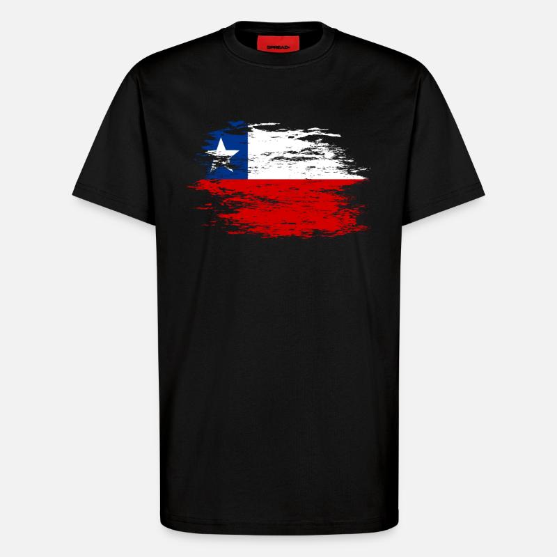 Drapeau chilien utilisé - T-shirt bio décontracté fabriqué en UE - SOLID BLACK