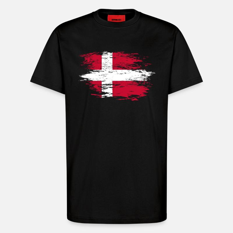 Drapeau du Danemark utilisé - T-shirt bio décontracté fabriqué en UE - SOLID BLACK