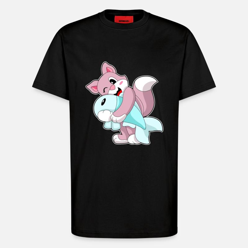 Poisson-chat - T-shirt bio décontracté fabriqué en UE - SOLID BLACK
