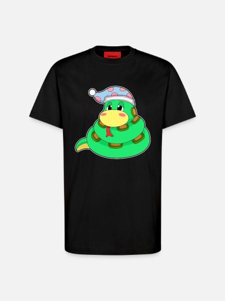 Snake Sleeping Nightcap - T-Shirt - made by SPREAD - SOLID BLACK