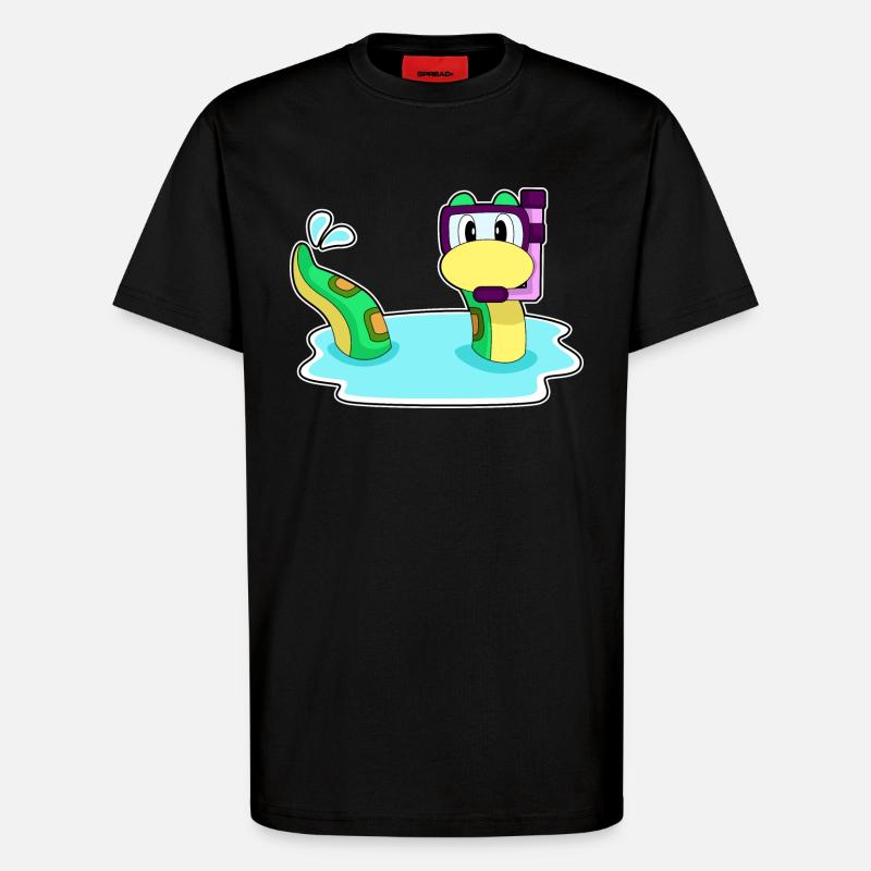 Snake Diver Snorkel - T-shirt bio décontracté fabriqué en UE - SOLID BLACK