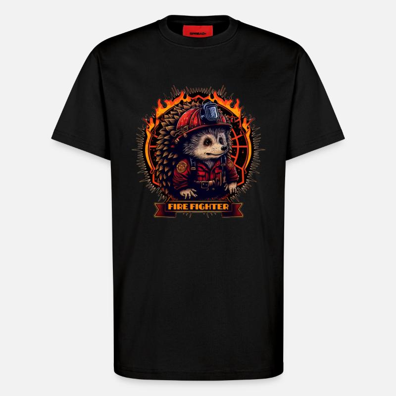 Firefighter / Firefighter / Hedgehog - T-Shirt - made by SPREAD - SOLID BLACK