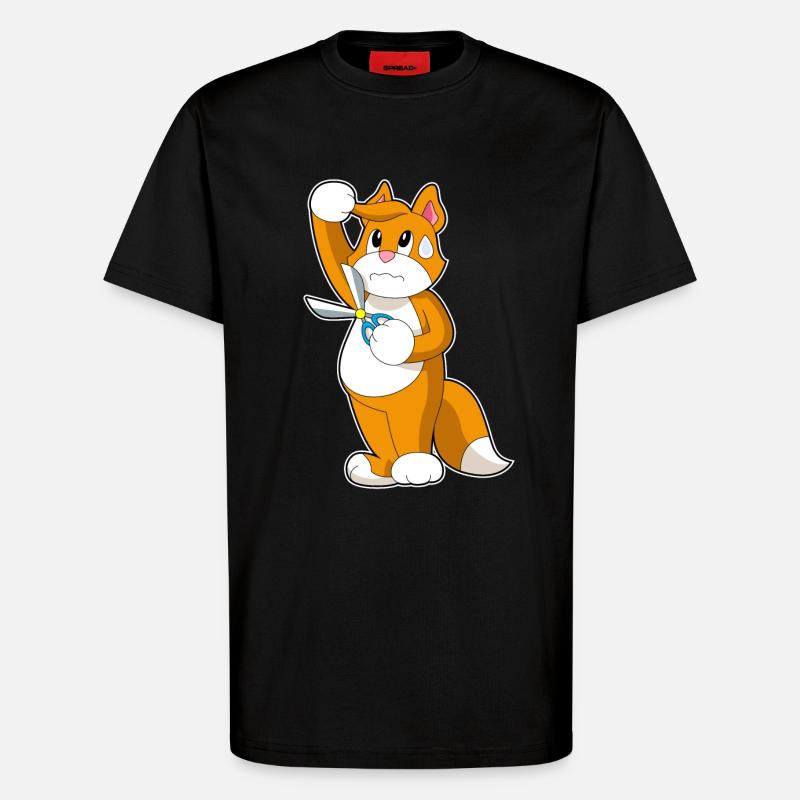 Cat Coiffeur Ciseaux - T-shirt bio décontracté fabriqué en UE - SOLID BLACK