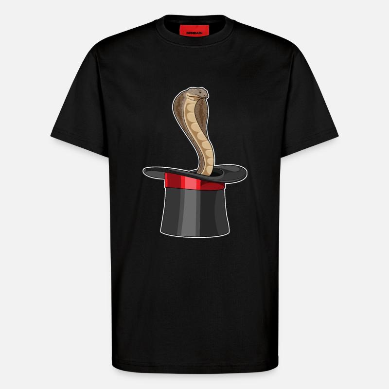 Schlange Zauberer Zylinder - T-Shirt - made by SPREAD - SOLID BLACK