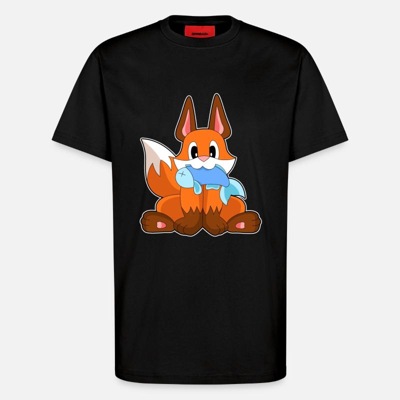 Poisson-renard - T-shirt bio décontracté fabriqué en UE - SOLID BLACK