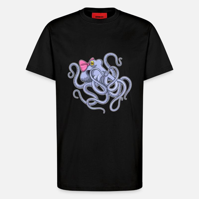 Boucle de pieuvre - T-shirt bio décontracté fabriqué en UE - SOLID BLACK