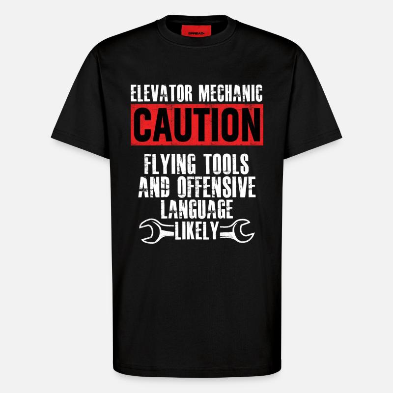 Mécanicien d’ascenseur Technicien d’outils volants - T-shirt bio décontracté fabriqué en UE - SOLID BLACK