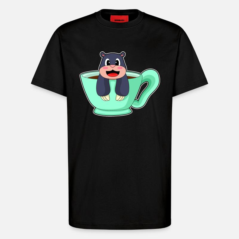 Maulwurf Kaffee - T-Shirt - made by SPREAD - SOLID BLACK